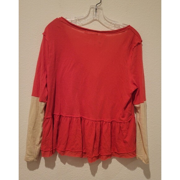 NWT Free People Women Heart of Mine Colorblock Top Shirt Burnt Orange Tan Large - Picture 4 of 9